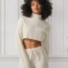 Alo Yoga Buzo Cable Knit Suéter Tejido De Corte Cropped Xs - 2 Blanco Cropped Winter