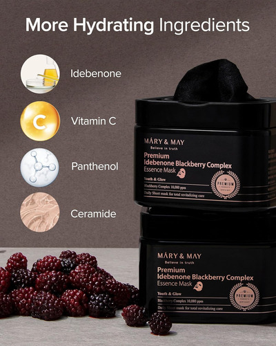 Mary & May Idebenone Blackberry Complex Essence Mask Facial Seca