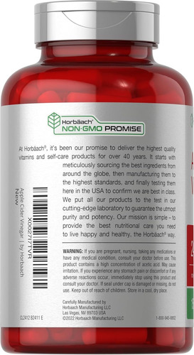 Horbäach Suplemento Vinagre De Manzana En Cápsulas Sin Sabor / Neutro
