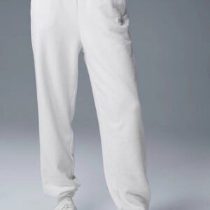 Alo Yoga Pantalón Jogger Deporti Accolade Sweatpant Unisex Blanco French Terry M - 8