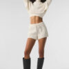 Alo Yoga Buzo Cable Knit Suéter Tejido De Corte Cropped Xs - 2 Blanco Cropped Winter