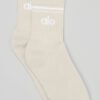 Medias Alo Yoga Originales Throwback Sock Beige Bone/white M