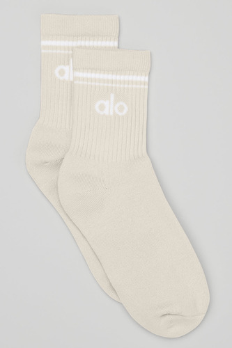 Medias Alo Yoga Originales Throwback Sock Beige Bone/white M