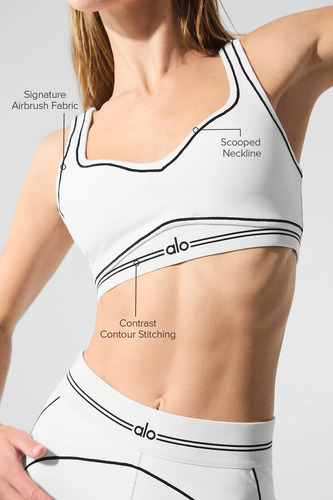 Alo Yoga Corpiño Deportivo Airbrush Original Blanco Alisa La Silueta L
