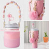 Accesorios Siliconapara Vasos Stanley Llaveros Rosa Brillos Rosa Con Brillos