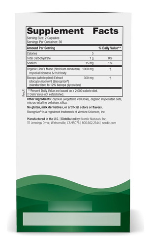 Nordic Naturals | Cognition Mushroom Complex | 60 Capsules Sin Sabor