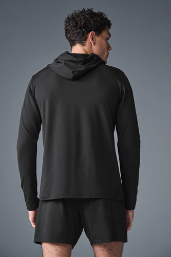 Alo Yoga Remera De Manga Larga Con Capucha Para Hombre Conqu Negro Conquer Reform Xl Lisa
