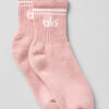 Alo Yoga Medias Unisex Halfcrew Throwback Color Smoky Quartz Rosa Claro Logo M
