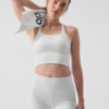 Alo Yoga Musculosa Deportivo Seamless Ribbed Bra Tank Blanco Textura Acanalada Ribbed M - 34