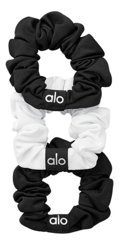 Alo Yoga Fresh Mini Scrunchie (3-pack) Colitas De Cabello Blanco Y Negro Fresh Mini Scrunchie