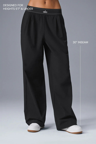 Alo Yoga Pantalon Suit Up Regular Tiro Medio Fit Holgado Negro Liso M - 8