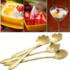 Set X8 Cucharitas Doradas Florales En Acero Inoxidable Gold