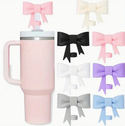 6pcs Accesorios Para Stanley Adorno Con Pajita Con Lazo Cup Celeste