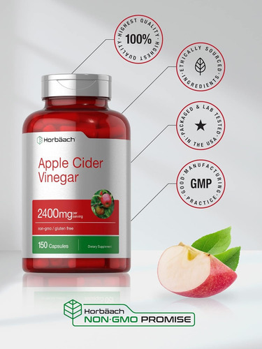 Horbäach Suplemento Vinagre De Manzana En Cápsulas Sin Sabor / Neutro