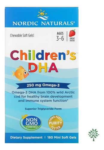Children's Dha, Fresa, 250 Mg, 180 Minigeles Blandos Eua Sabor Morango