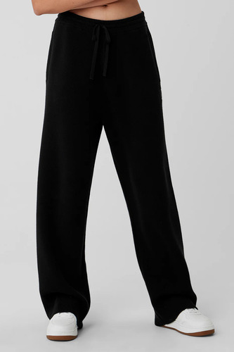Alo Yoga Pantalon Recto Oversized - Original Negro Scholar Straight S - 4