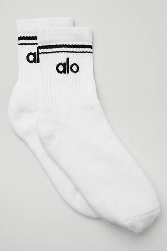Medias Alo Yoga Originales Throwback Sock Blanco White/black L