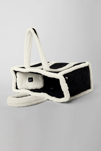Alo Yoga - Bolsa Tote Winterfun Suave Tejido Tipo Gamuza Negro Y Blanco Tejido Tipo Gamuza Acabado Suede-like Metálicos En Acabado Plateado Mate Negro