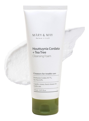 Mary & May Houttuynia Cordata + Teatree Cleansing Foam 150ml Todo Tipo De Piel Día/noche