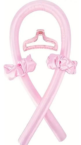 Kit Gorro Saten + Banda Rizadora + Scrunchies Rulos Curly Rosado Satén