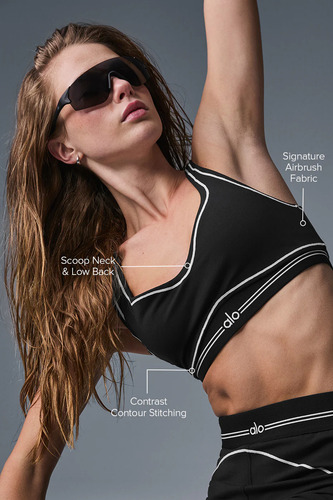 Alo Yoga Corpiño Bra Deportivo Airbrush Heart Throb Negro Airbrush Heart Throb S