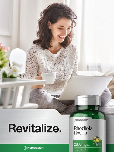 Horbäach Suplemento Rhodiola Rosea Energía Y Bienestar Sin Sabor