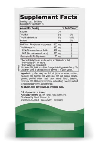 Nordic Naturals Cholesterol Support Omega Blend 60 Cáp Sin Sabor