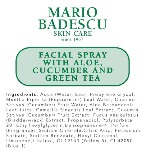 Mario Badescu Spray Facial Con Aloe, Pepino Y Té Verde