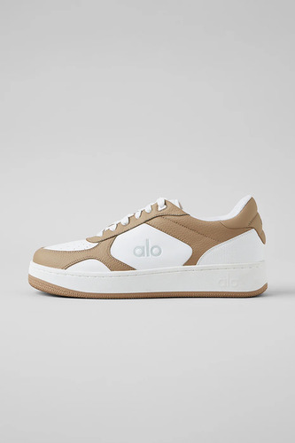 Alo Yoga Zapatillas Deportivas - Casual Recovery Mode Sneake Blanco Y Marron Cuero Vegano Faux Leather 43 Ar