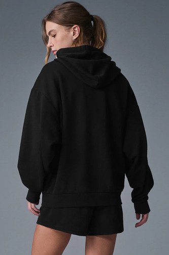 Alo Yoga Buzo Canguro Accolade Full Zip Hoodie Oversi L - 12 Negro Accolade Full Zip