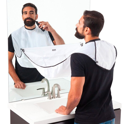 Capa Para Afeitarse Con Sopapa Manta Atrapa Pelo Barba Color Blanco