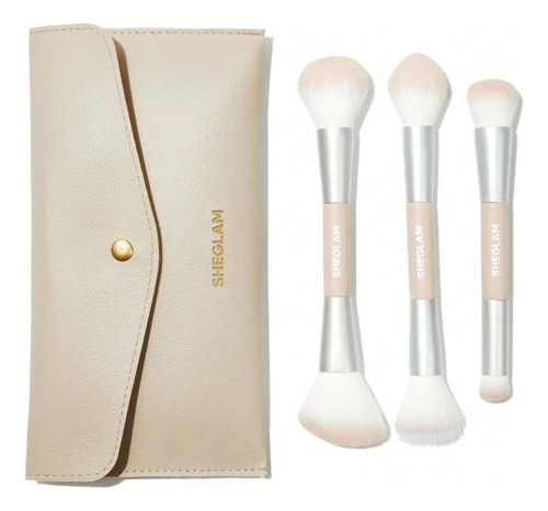 Sheglam Face Essentials Brush Set With Bag - Brochas Nude