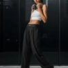 Alo Yoga Pantalon Suit Up Regular Tiro Medio Fit Holgado Negro Liso M - 8