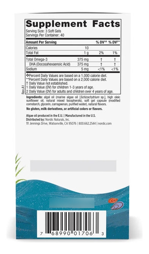 Nordic Naturals Dha Omega 3 Vegetariano Niños 120 Mini Cap Frutos Rojos