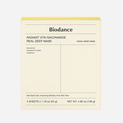 Mascarilla Biodance Radiant Vita Niacinamide Real Deep Set 4