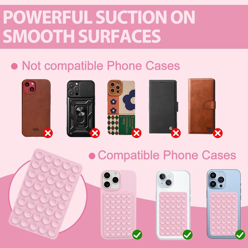 Sopapa Soportes De Silicona Telefono Con Agarre Adhesivo Rosa Pálido Ventosas De Doble Cara