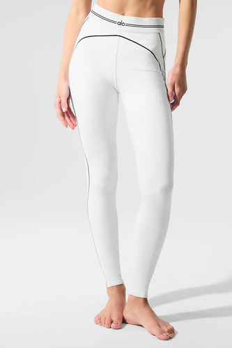 Alo Yoga Calza Airbrush Talle Alto | Modelo Heart Throb Blanco Tecnología Airbrush Fabric 8 - 10