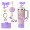 6pcs Accesorios Para Stanley Adorno Con Pajita Con Lazo Cup Violeta