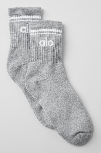 Medias Alo Yoga Originales Throwback Sock Gris Athletic Heather Grey/white M