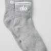 Medias Alo Yoga Originales Throwback Sock Gris Athletic Heather Grey/white L