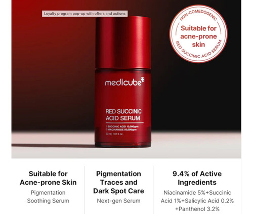 Medicube Red Succinic Acid Serum Para Piel Con Acné Y Marcas