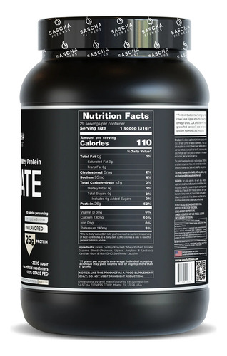 Proteína Sascha Fitness Whey Protein Isolate- Varios Sabores
