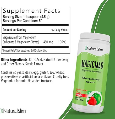 Naturalslim Magicmag Polvo De Citrato De Magnesio Puro Frutilla Y Limón