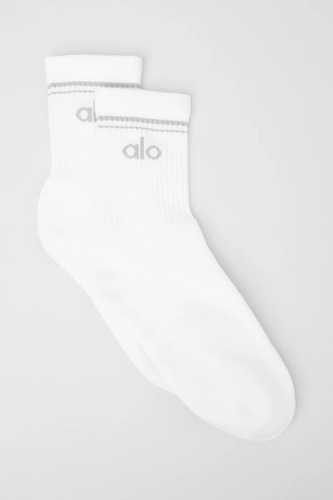 Alo Yoga Medias Unisex Half-crew Throwback Sock Color Beige Blanco Con Gris Throwback L