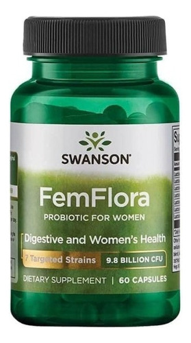 Femflora Probioticos Mujer 60cáp Sin Sabor 9.8 Bill Cfu Swanson Frasco
