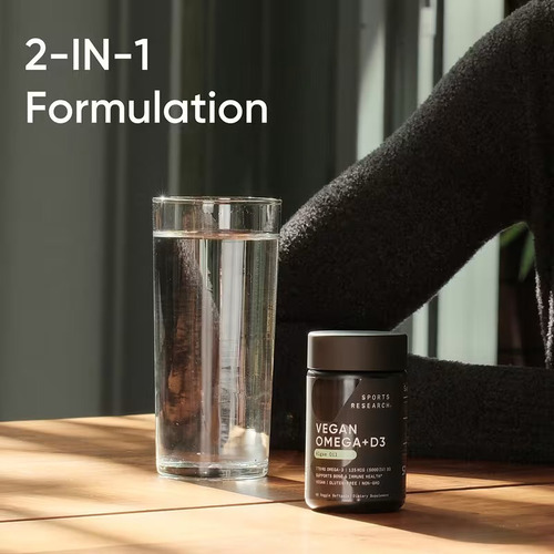Vegan Omega 3 + Vitamin D3 60 Cap Sports Research Sin Sabor