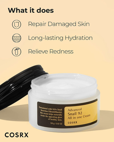 Crema Corena Advanced Snail 92 All In One Cream Cosrx Día/noche Para Piel Sensible De 100ml/100g