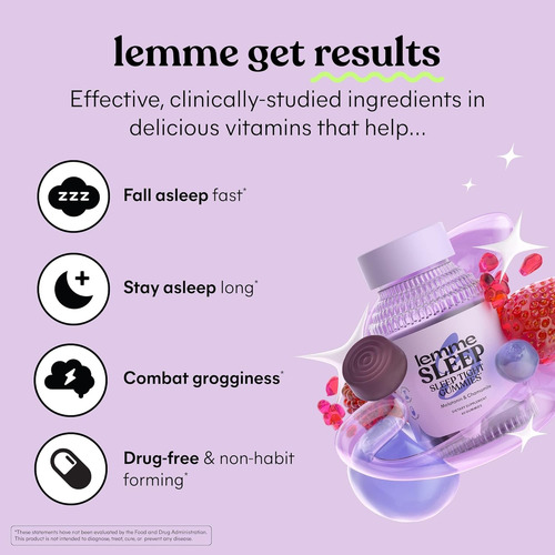 Lemme Sleep Gummies X60 Suplemento Ayuda Natural A Dormir Frutos Rojos