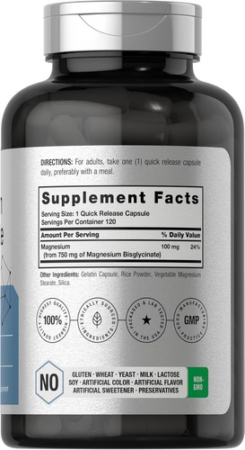 Horbäach Bisglicinato De Magnesio 750 Mg Alta Absorción Sin Sabor