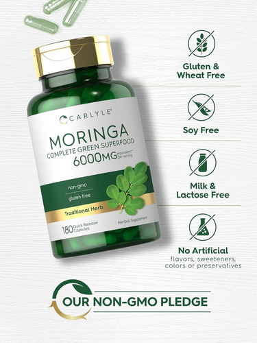 Carlyle Moringa Oleifera 6000mg 180 Capsulas Sin Sabor